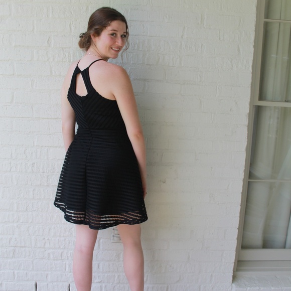 Black Dress with Intricate Overlay - Picture 3 of 5